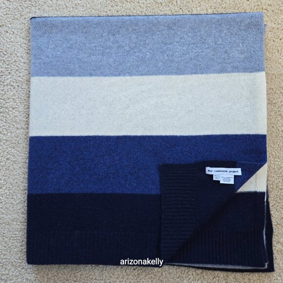 Accessories - NWOT The Cashmere Project Knit Cashmere Wrap Scarf Blue & White Stripe